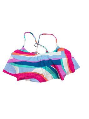 Hula Honey Large Multicolor Abstract Print Strappy Bikini Top Retro Eclectic NWT